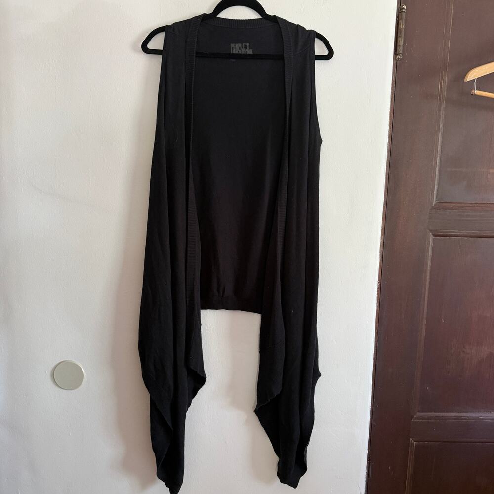 Y2K PEOPLE'S LIBERATION Black Open Cardigan Duster Sleeveless Sweater Small